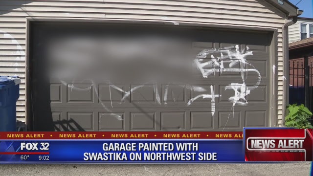 Garage painted with swastika on Northwest Side