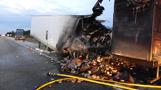 Burned bagels spill onto NW Indiana expressway during semi fire