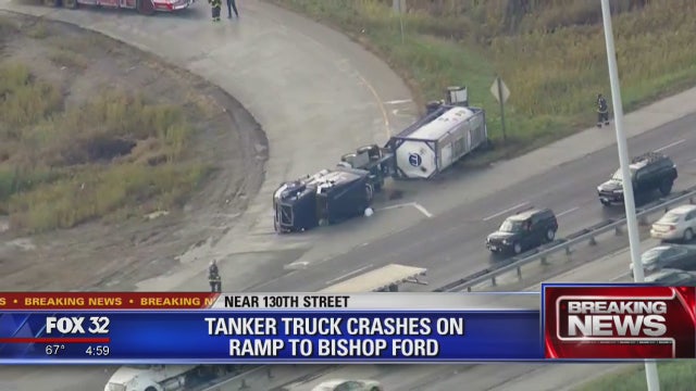 Bishop Ford Freeway reopened after tanker flips over on Far South Side