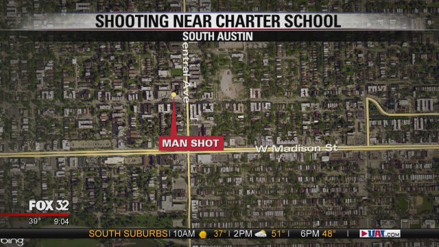 Man hit by gunfire takes shelter in West Side grade school