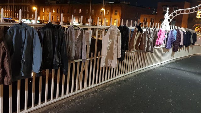 'Please take one': People hang coats on Dublin bridge to keep city’s homeless warm