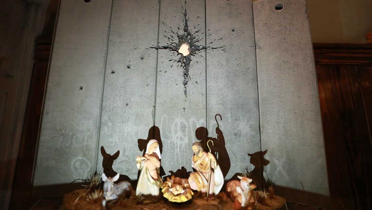 GETTY Banksy nativity display in Bethlehem
