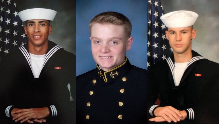 L to R: Mohammed Haitham, Joshua Watson, and Cameron Walters (Photos: US Navy)