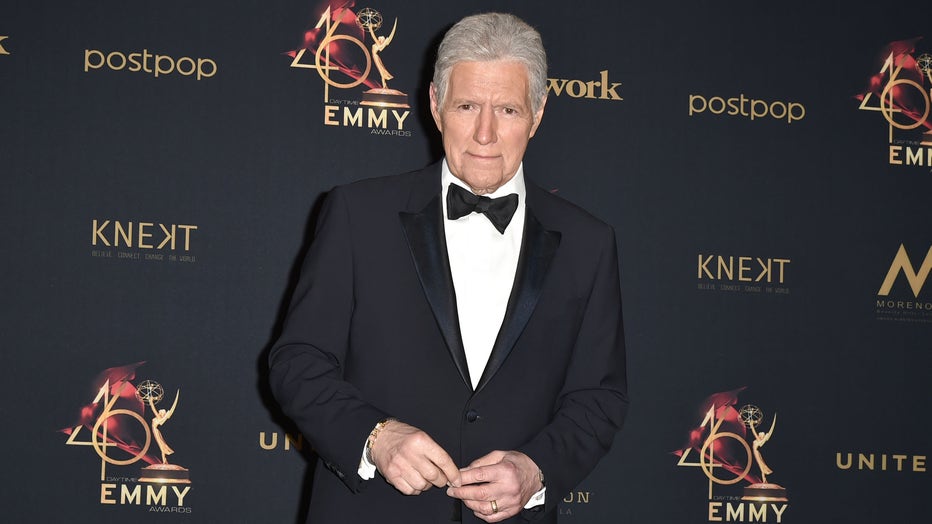Alex Trebek, winner of the Outstanding Game Show Host award, poses at the 46th Annual Daytime Emmy Awards - Press Room at Pasadena Civic Center on May 05, 2019 in Pasadena, California. (Photo by David Crotty/Patrick McMullan via Getty Images)