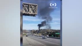 One dead after plane crashes along 14 Freeway in Santa Clarita