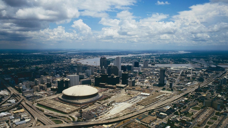 Aerial view of Superdome in New Orleans