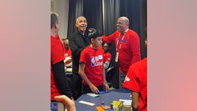 Barack Obama appears at All-Star NBA Cares event