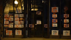 Graffiti spray-painted on Bloomberg campaign office in Edgewater