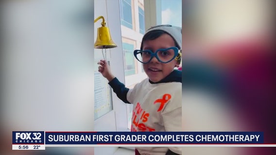 Watch: First grader completes chemo, rings bell at Chicago hospital