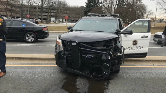 3 arrested after crash with Rosemont police squad car that injured officer