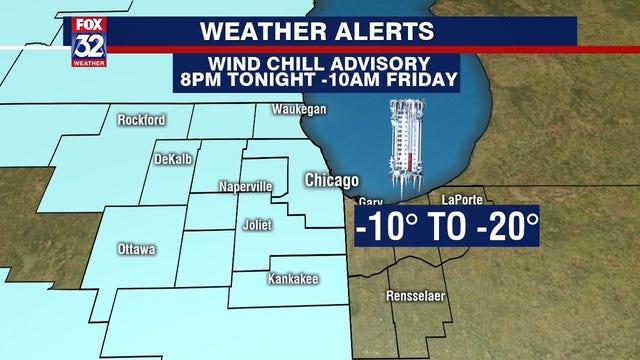 Wind chill advisory takes effect Thursday night, bringing chills as low as minus 15