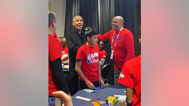 Barack Obama appears at All-Star NBA Cares event