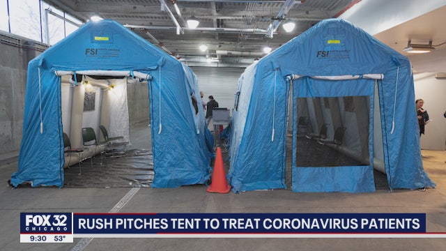 Rush pitches isolation tent to treat coronavirus patients