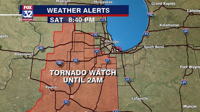Tornado watch for areas west, south of Chicago canceled