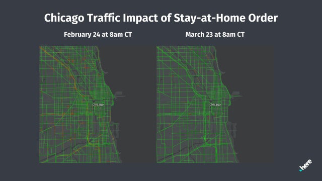 New maps illustrate effect of stay-at-home order on Chicagoland traffic