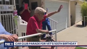 Long Beach car club throws parade to celebrate 105th birthday of WWII vet
