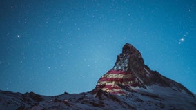 American Flag projected onto Matterhorn in Swiss Alps in show of coronavirus solidarity