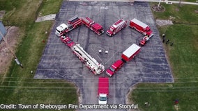 Hearts for healthcare: Wisconsin firefighters pay tribute to healthcare workers