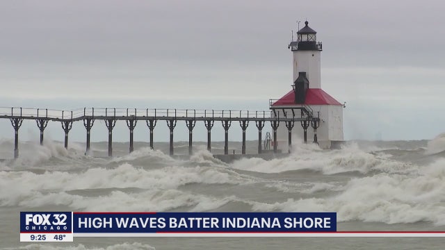 High, powerful waves leave a mess after battering Indiana shore