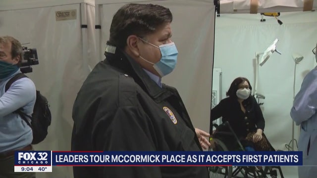 State, city leaders tour McCormick Place as it accepts first COVID-19 patients