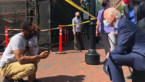 Joe Biden shares picture of himself kneeling with demonstrator at George Floyd protest