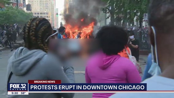 CPD squad cars damaged, protesters struck with batons in Chicago