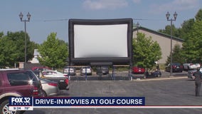 Suburban golf course turns parking lot into drive-in movie theater