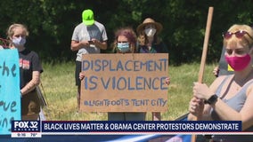 BLM and Obama Presidential Center protesters march together through South Side