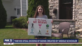 Thief steals dozens of popular yard signs made by 12-year-old suburban girl