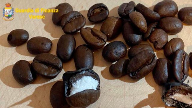 Police find cocaine smuggled inside of hundreds of individual coffee beans, addressed to movie mob boss