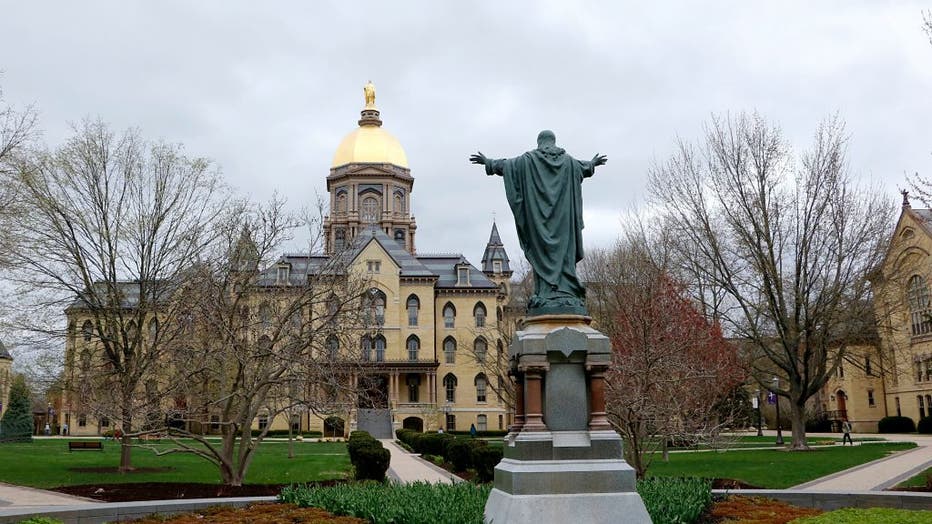 FILE - Campus of University of Notre Dame near South Bend, Indiana.