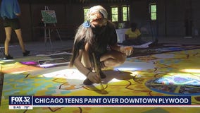 Chicago teens come together to paint mural on boarded-up bank