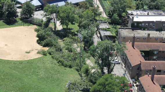 North Side neighborhoods clean up after storm, tornado with 110 mph gust down trees