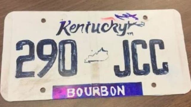 Kentucky police pull over driver after spotting drawn-on license plate