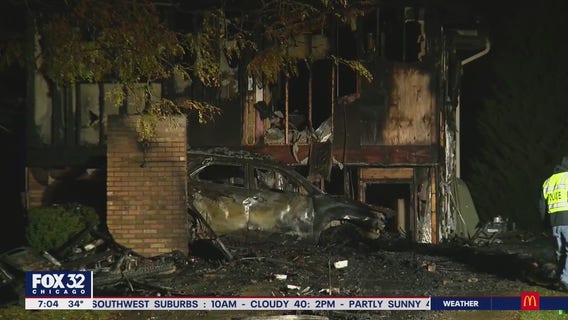 Tinley Park home bursts into flames after driver crashes into garage, runs from scene