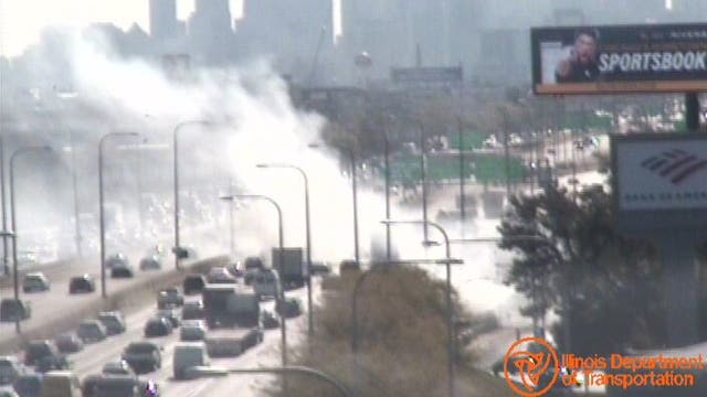 3 hurt after fire erupts under Kennedy Expressway at Belmont