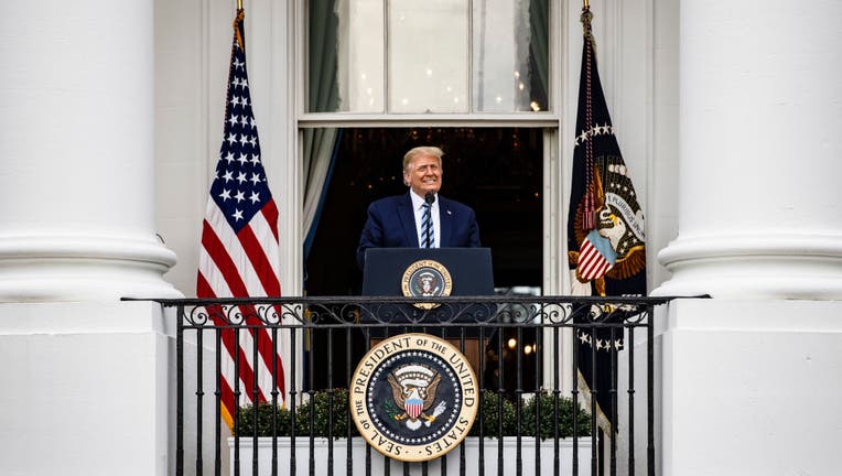 President Trump Delivers Speech To Supporters From White House Balcony