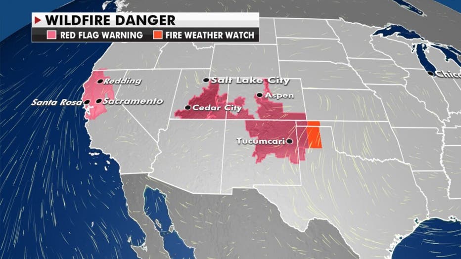 Wildfire danger map for Thursday
