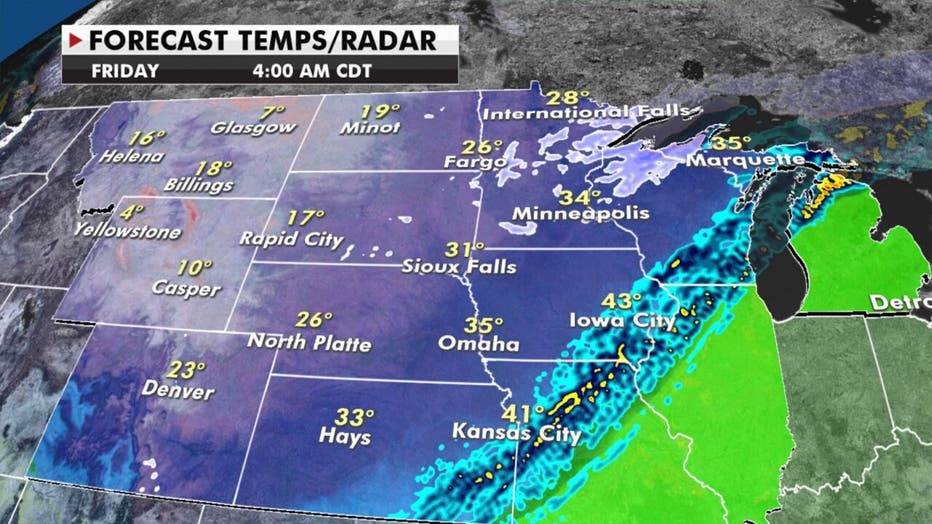 Forecast temps for Friday