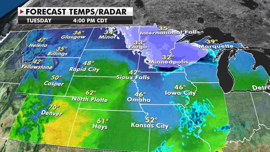 Future radar for Tuesday