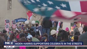 Crowds celebrate Joe Biden and Kamala Harris in Chicago