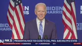 Biden on brink of winning White House as Trump files suit