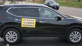 Car rally held by residents in several Illinois school districts call for the return of in-person schooling