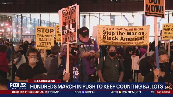 Demonstrators march in Chicago to demand the counting of all votes