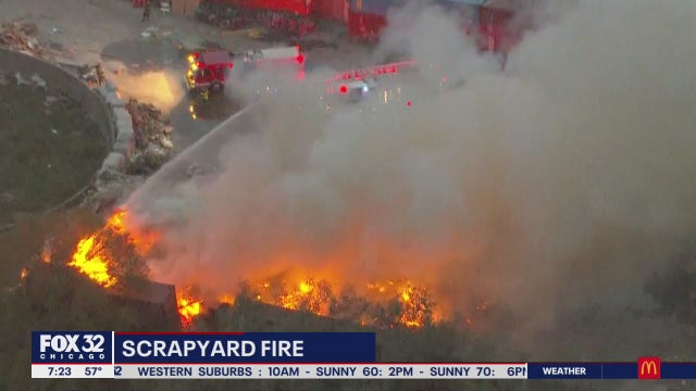 Garbage fire extinguished at Stickney scrapyard near I-55