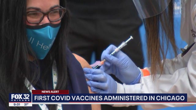 Chicago's 1st coronavirus vaccines given at West Side hospital