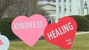 First lady Jill Biden installs Valentine's Day hearts on White House lawn