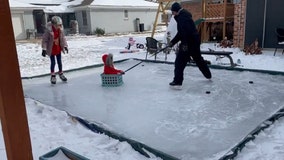 Texas family creates homemade ice skating rink amid record-breaking winter storm