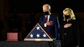 Biden, first lady pay tribute to fallen Capitol police officer who lies in honor at Rotunda