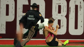 Super Bowl streaker tackled by security in the end zone ahead of Bucs win